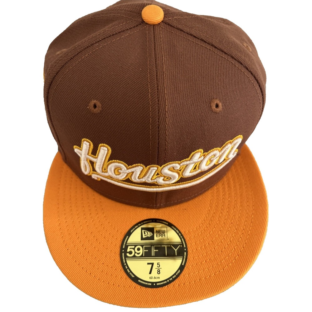 New Era Houston Astros Tiramisu Brown 59FIFTY Hat Cap Size 7 5/8 NWT